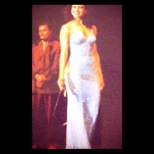 Tiffany Designs Turquoise Beaded Long Formal